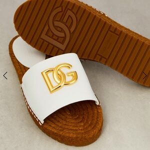 Dolce and Gabbana embellished leather slides size 41